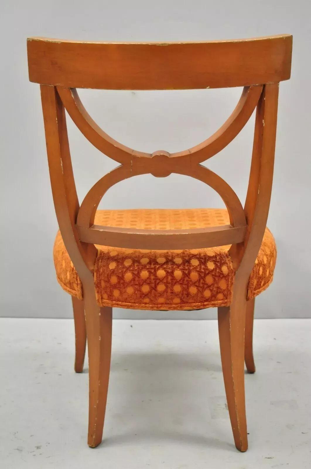 Hollywood Regency Italian Neoclassical Greek Key Painted Dining Chair - Set of 6 For Sale 4