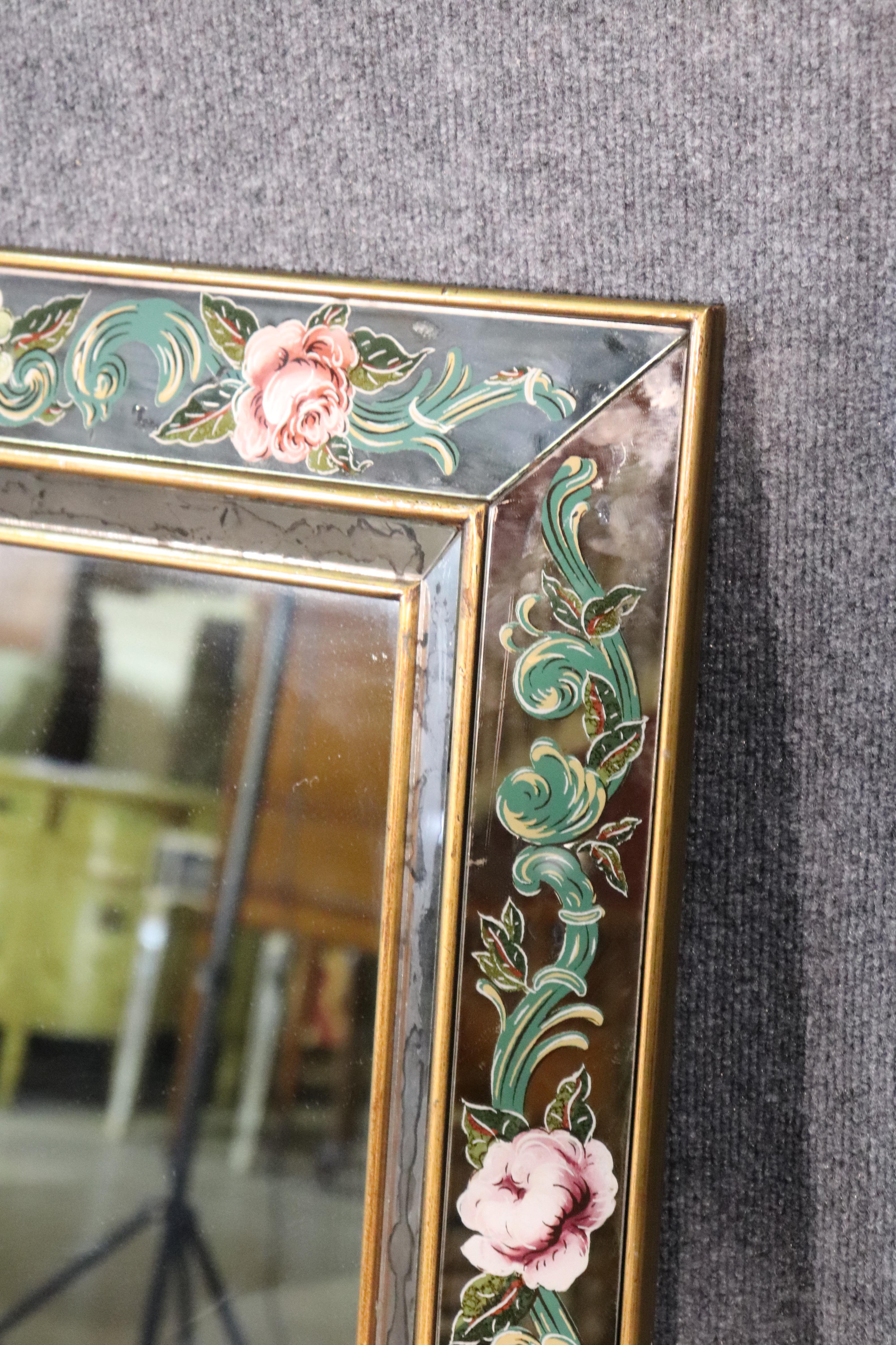 Hollywood Regency Italian Paint Decorated Églomisé Cushion Mirror, circa 1950 1