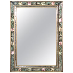 Hollywood Regency Italian Paint Decorated Églomisé Cushion Mirror, circa 1950