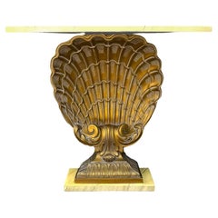 Console in marmo finto Hollywood Regency in forma di conchiglia
