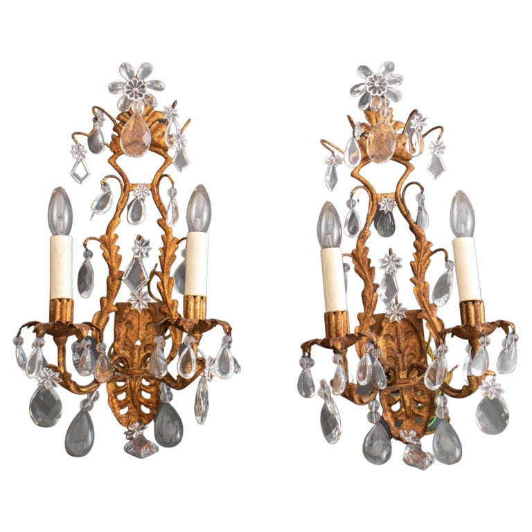 Hollywood Regency Italian Rococo 2-Light Sconces For Sale at 1stDibs