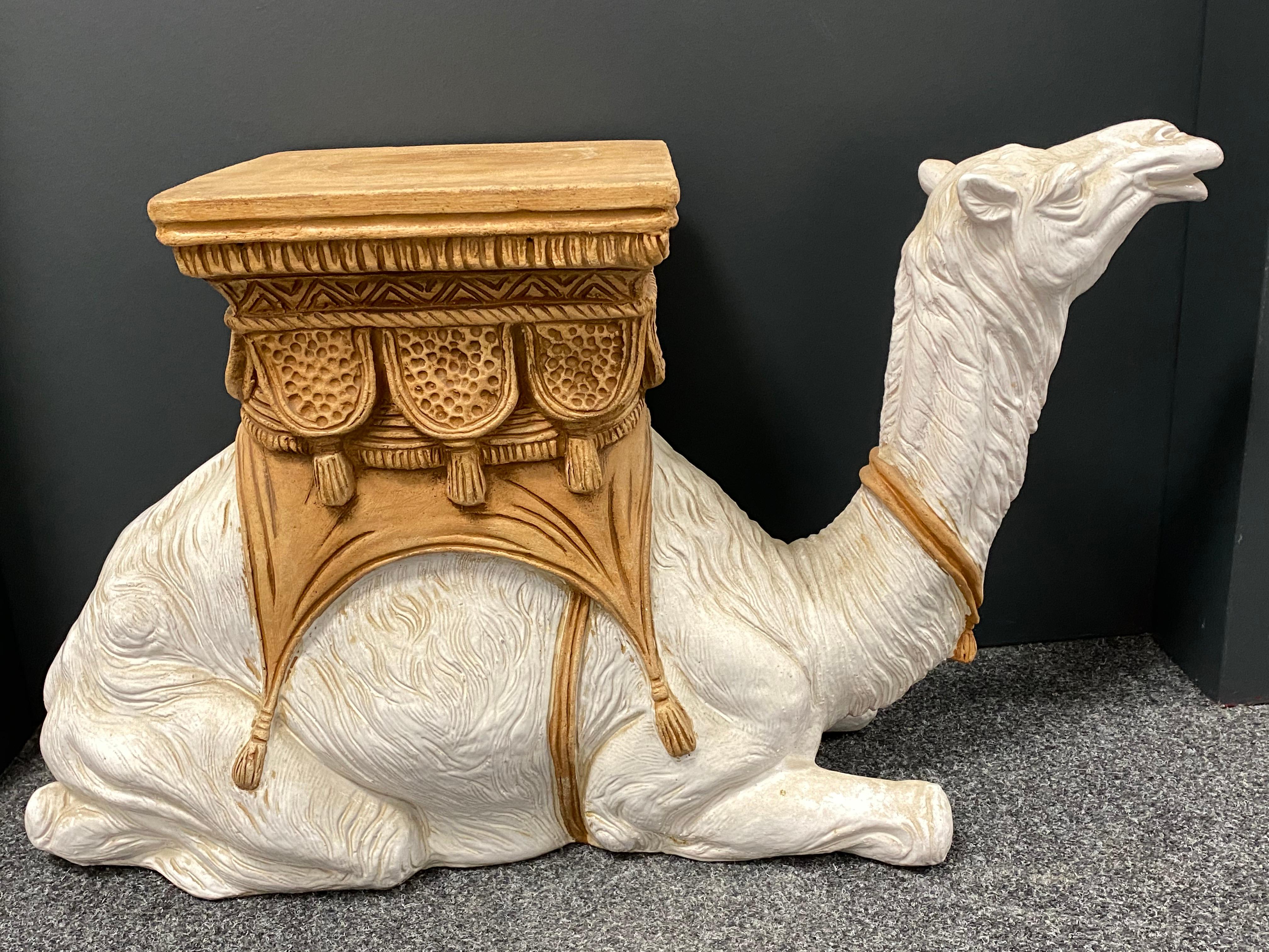 Hollywood Regency Italian Terracotta Camel Garden Stool Plant Stand or Seat 3
