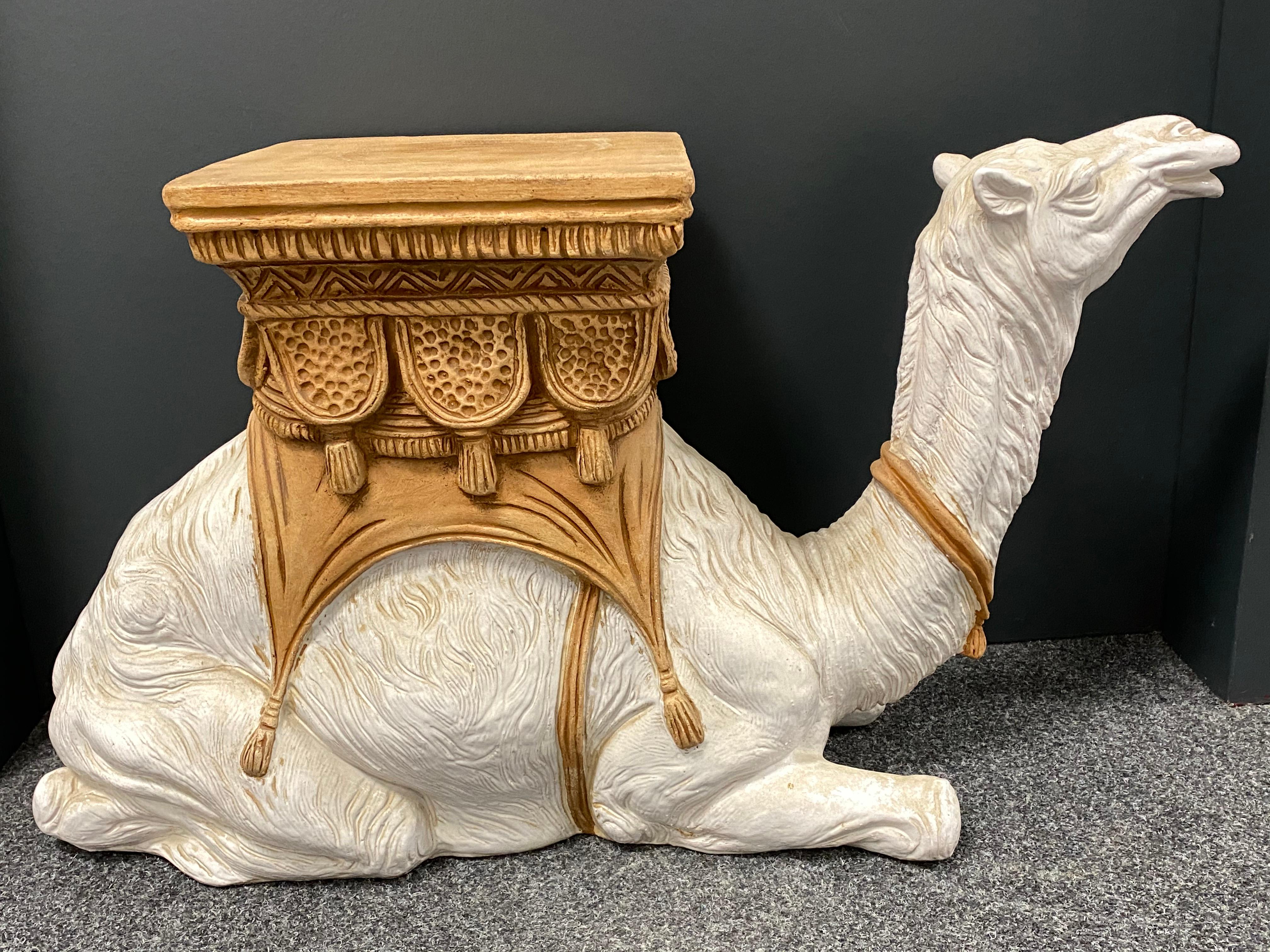 Hollywood Regency Italian Terracotta Camel Garden Stool Plant Stand or Seat 4