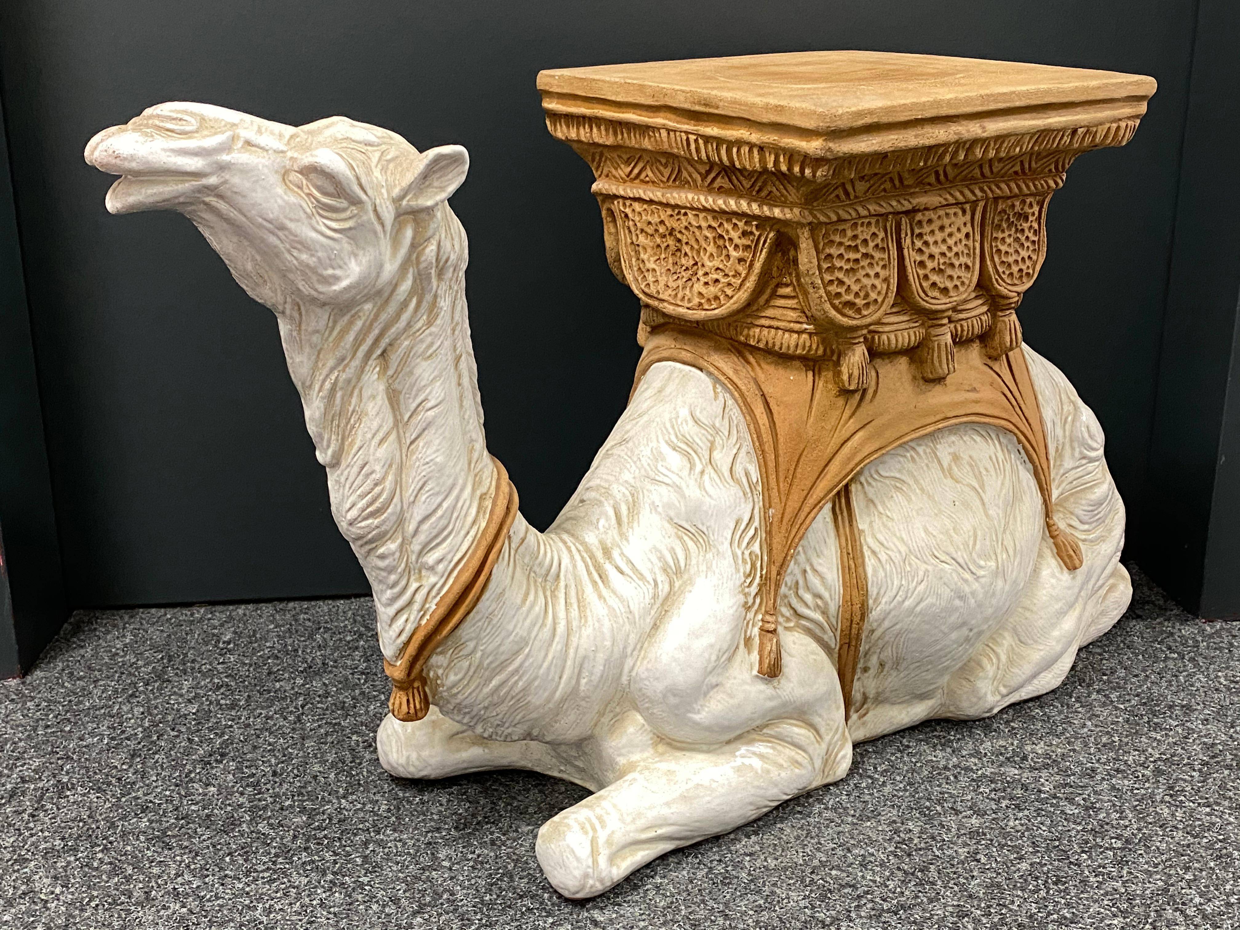 Hollywood Regency Italian Terracotta Camel Garden Stool Plant Stand or Seat 5