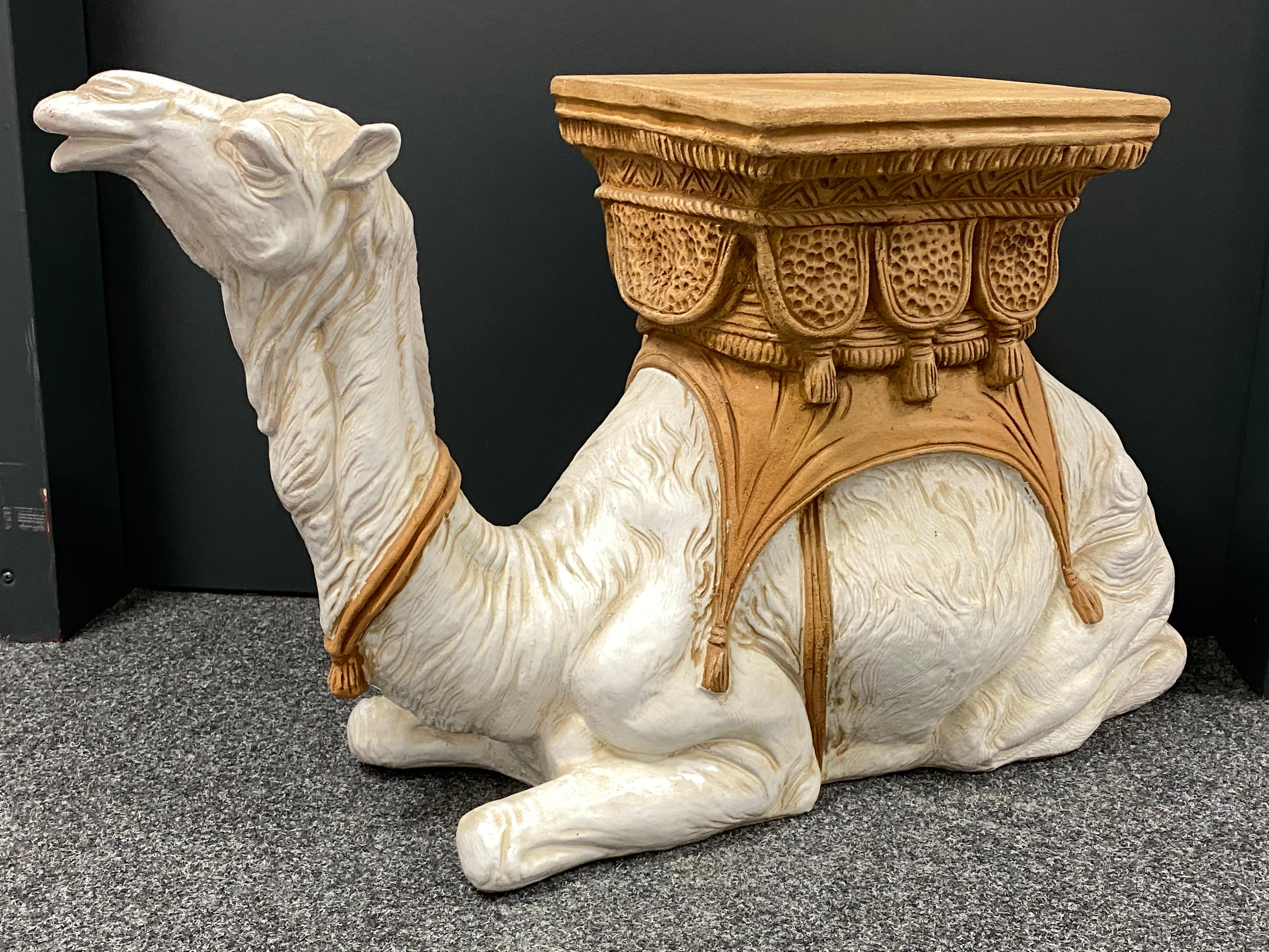 Hollywood Regency Italian Terracotta Camel Garden Stool Plant Stand or Seat 7