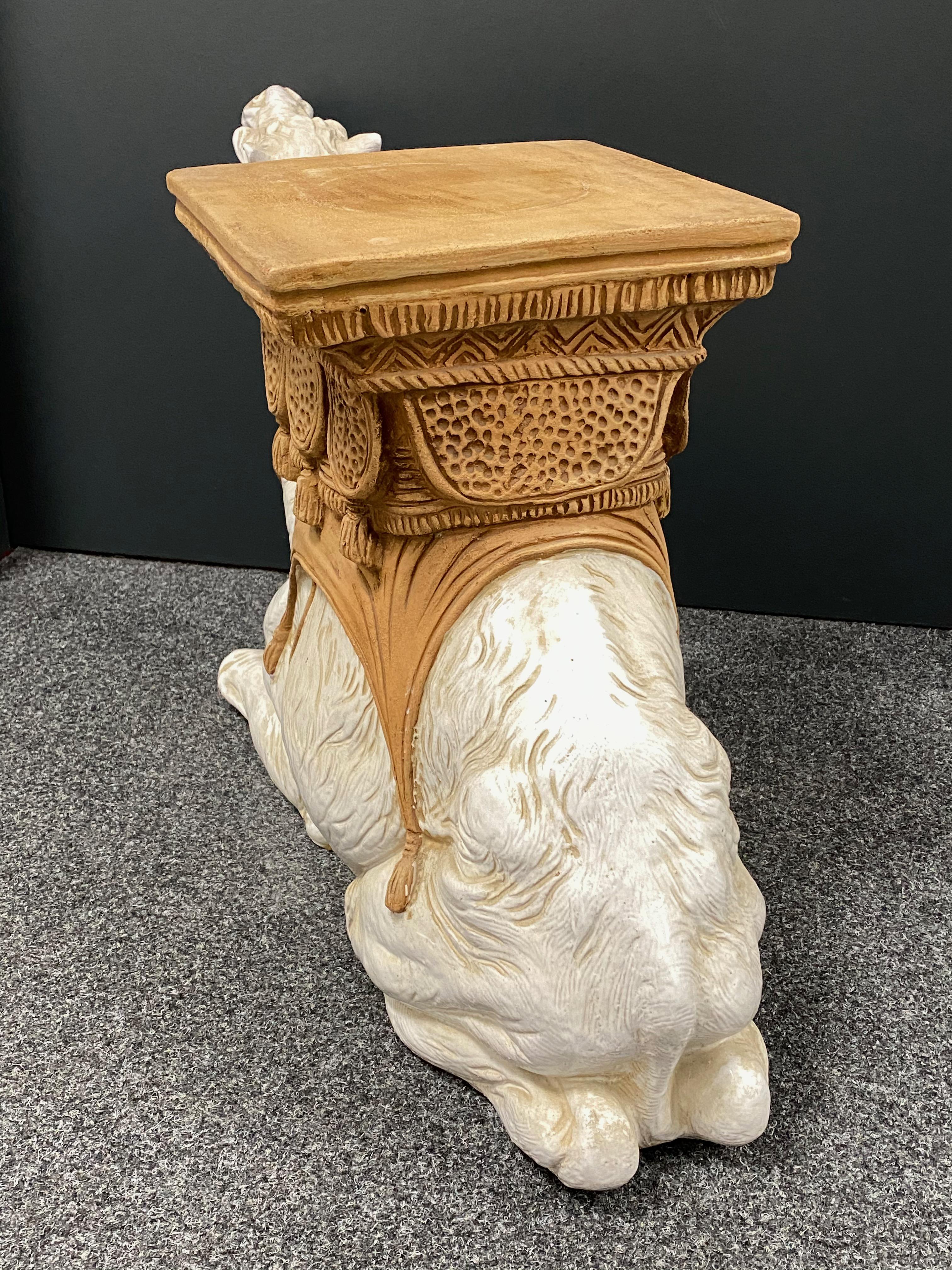 Hollywood Regency Italian Terracotta Camel Garden Stool Plant Stand or Seat 8
