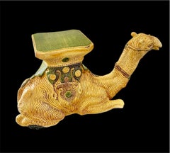 Hollywood Regency Italian Terracotta Camel Garden Stool Plant Stand or Seat