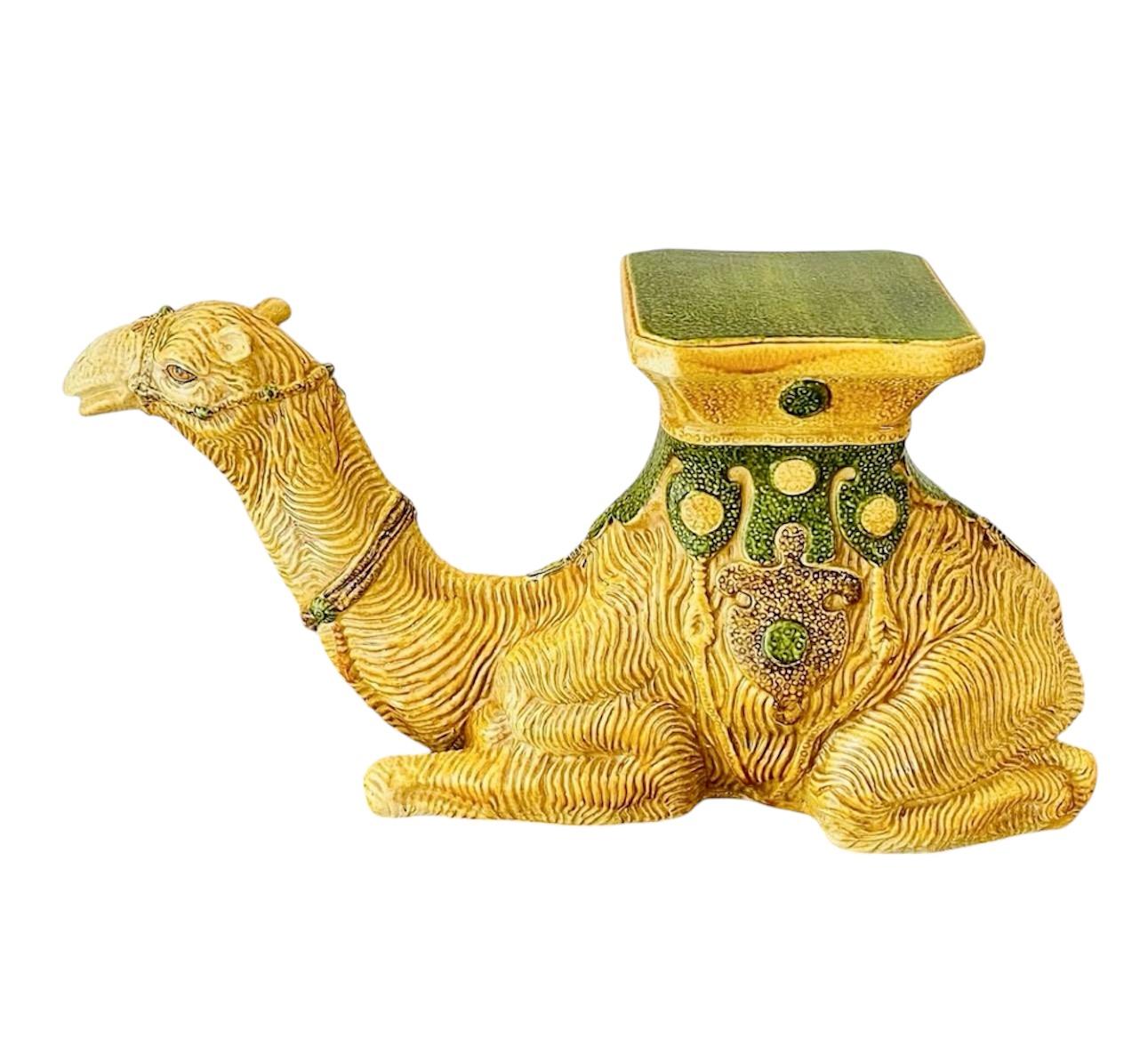 Hollywood Regency Italienisch Terrakotta Kamel Garten Hocker Pflanze Stand oder Sitz im Angebot 2