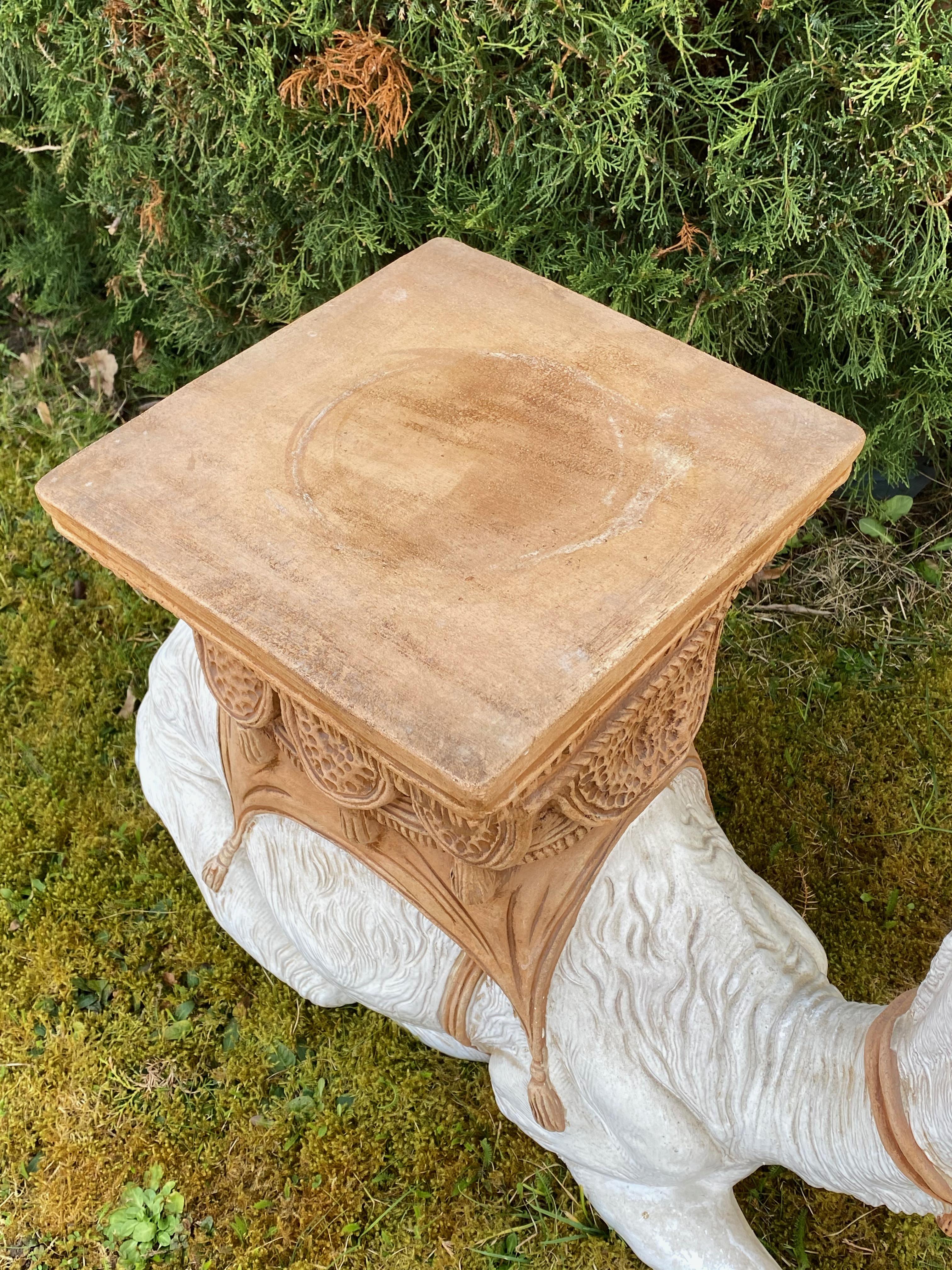 Mid-20th Century Hollywood Regency Italian Terracotta Camel Garden Stool Plant Stand or Seat