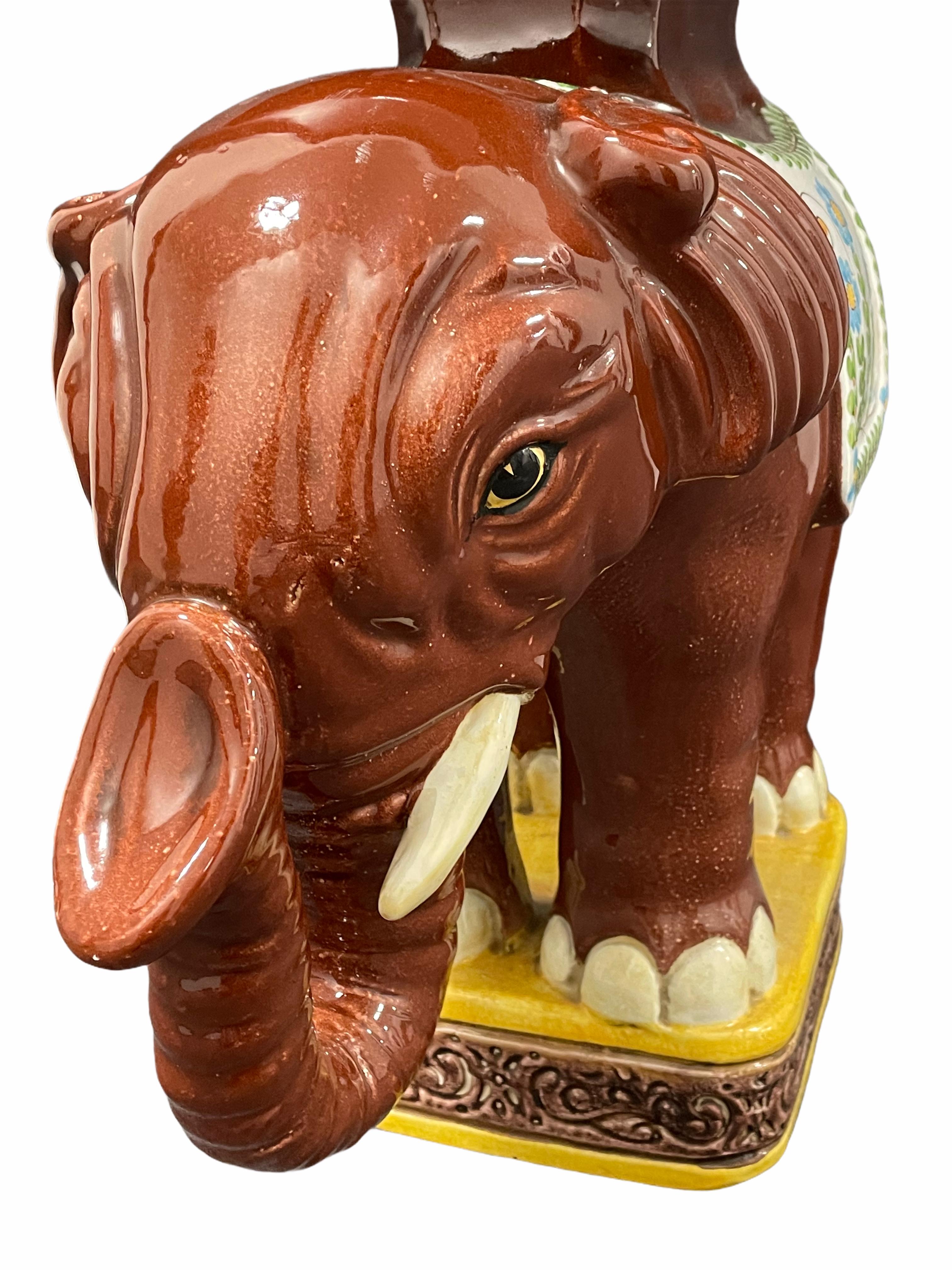Hollywood Regency Italian Terracotta Elephant Garden Stool Plant Stand or Seat In Good Condition For Sale In Nuernberg, DE