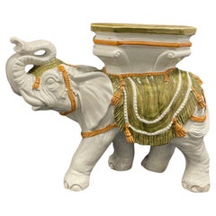 Hollywood Regency Italienisch Terrakotta Elefant Garten Hocker Pflanze Stand oder Sitz