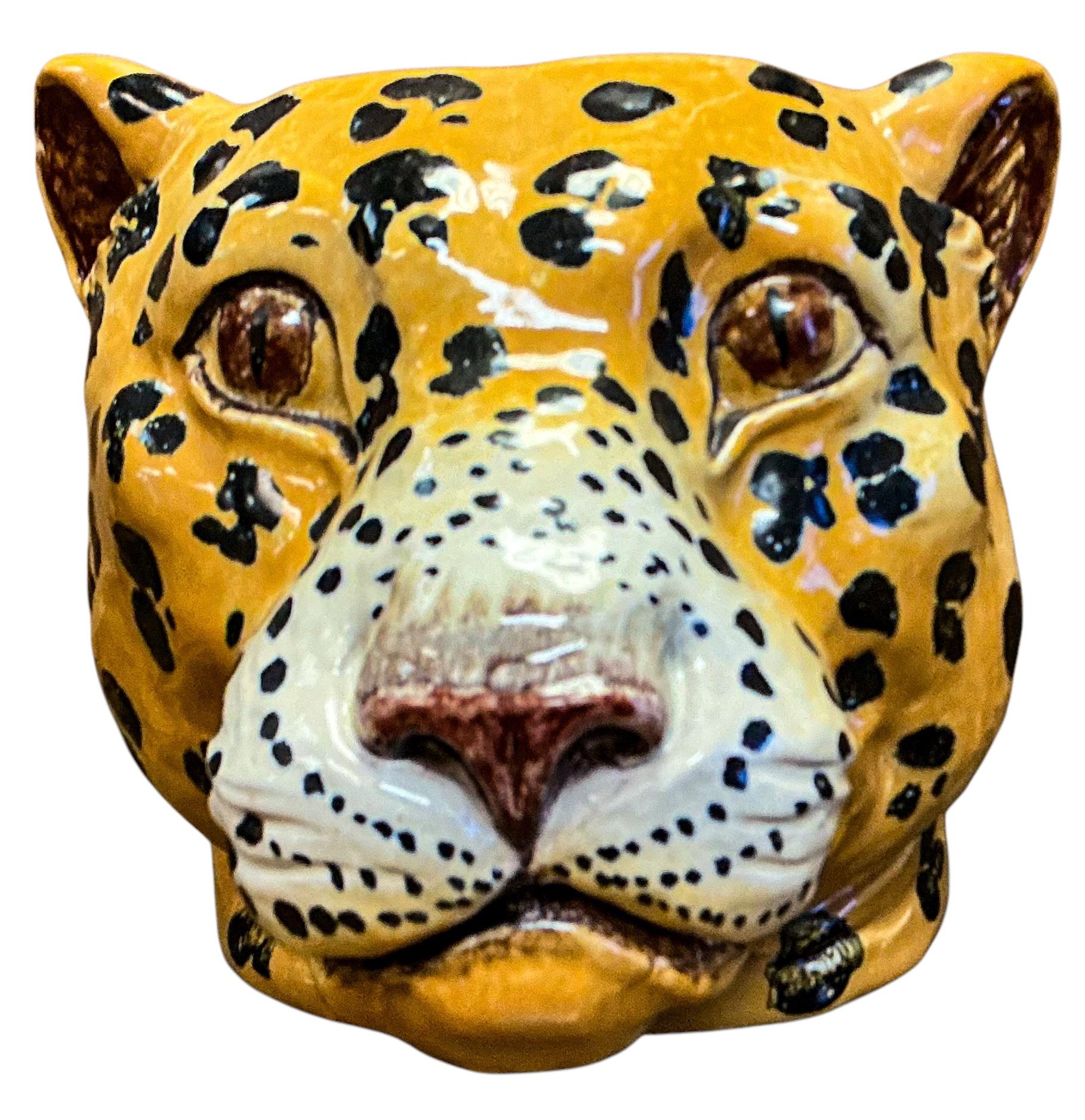 Hollywood Regency Italian Terracotta Majolica Glazed Leopard Planter / Cachepot 5