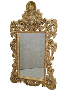 Hollywood Regency Italian Versace Style Gilded Figural Wall Mirror
