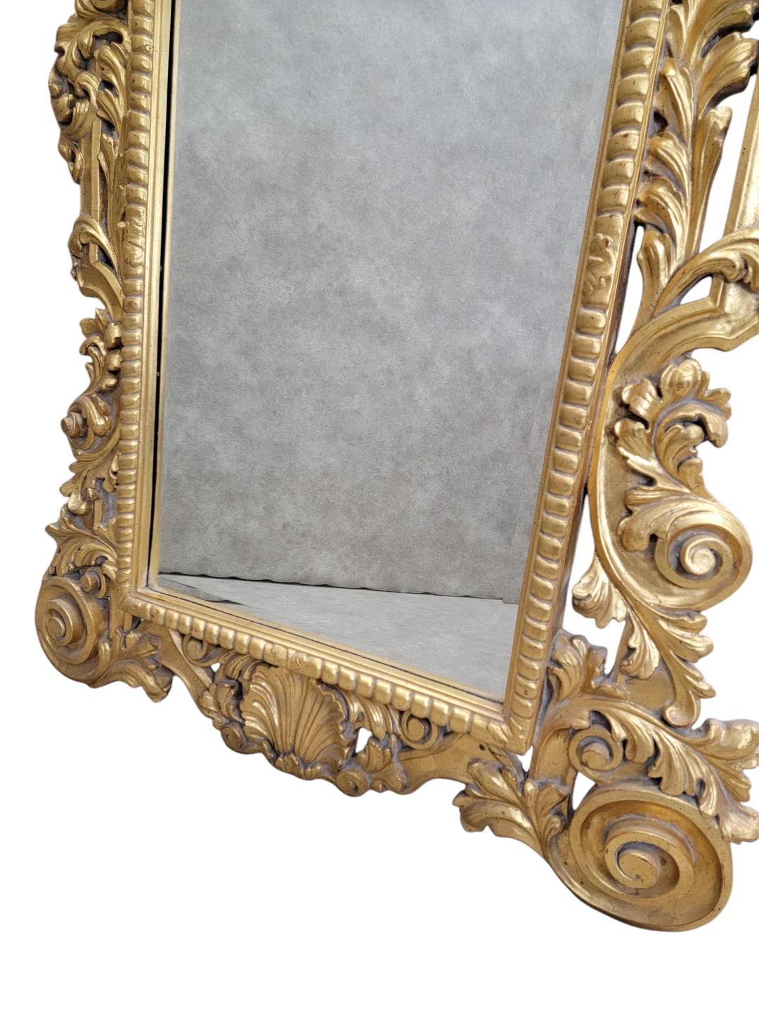 Hollywood Regency Italian Versace Style Carved Gilded Figural Wall Mirror In Good Condition For Sale In Chicago, IL