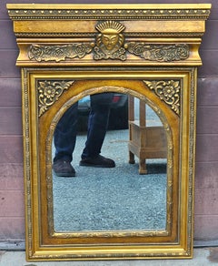 Hollywood Regency Italian Versace Style Gilded Medusa Figural Wall Mirror