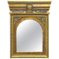 Hollywood Regency Italian Versace Style Gilded Medusa Figural Wall Mirror