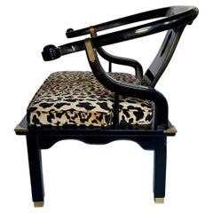 Hollywood Regency James Mont Style Lacquer Lounge Armchair by Century
