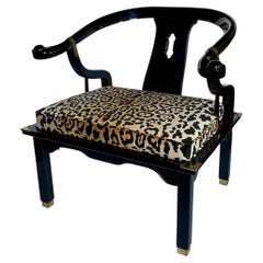 Hollywood Regency James Mont Style Lacquer Lounge Armchair by Century
