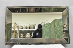 Hollywood Regency James Mont Style Verre Eglomise Smoked Glass Wall Mirror