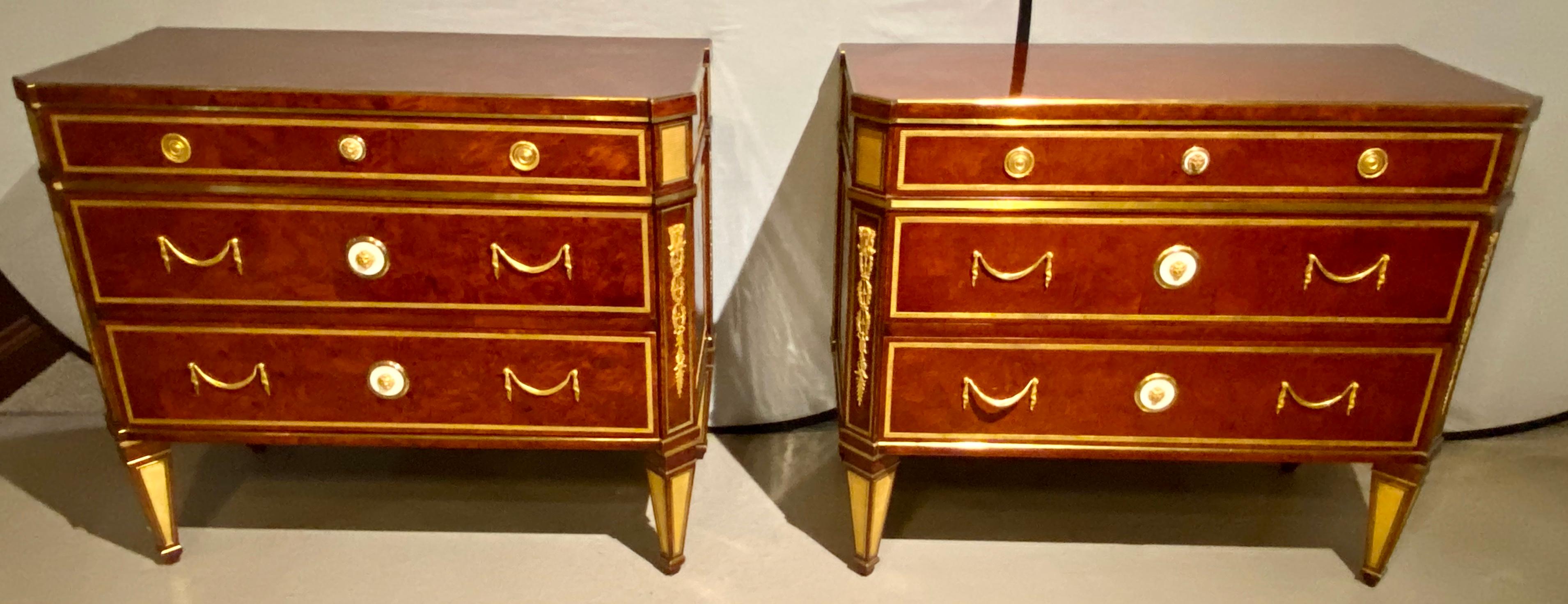 Neoclassical, Rare Commodes, Tortoise Shell Veneer, Bronze, Baltic States, 1880s For Sale 5