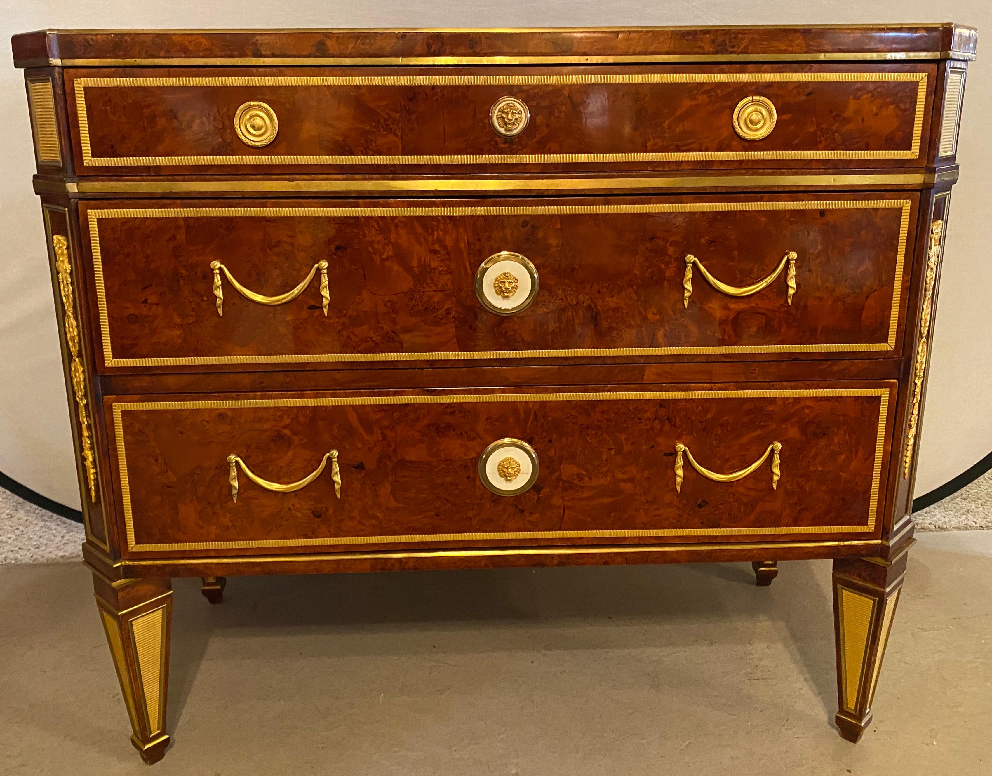 Neoclassical, Rare Commodes, Tortoise Shell Veneer, Bronze, Baltic States, 1880s In Good Condition For Sale In Stamford, CT