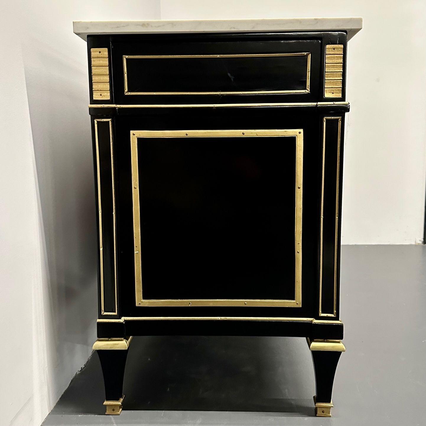 Hollywood Regency Jansen Style Ebony Commode / Chest, Marble Top, Bronze Mounted 3
