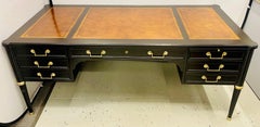 Hollywood Regency Jansen Style Ebony Desk, Writing Table, Louis XVI, Bronze