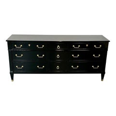 Hollywood Regency Jansen Style Ebony Lacquered Dresser / Sideboard by Heritage