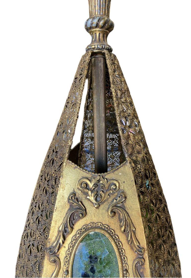 Lampada a sospensione in filigrana con prismi gioiello Hollywood Regency, circa 1950 in vendita 5