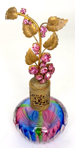 Hollywood Regency Jeweled Rainbow Cut Crystal Atomizer Perfume Bottle, Bohemia