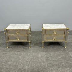 John Vesey Style, Hollywood Regency, Nightstands, Steel, Bronze, Marble, 2023