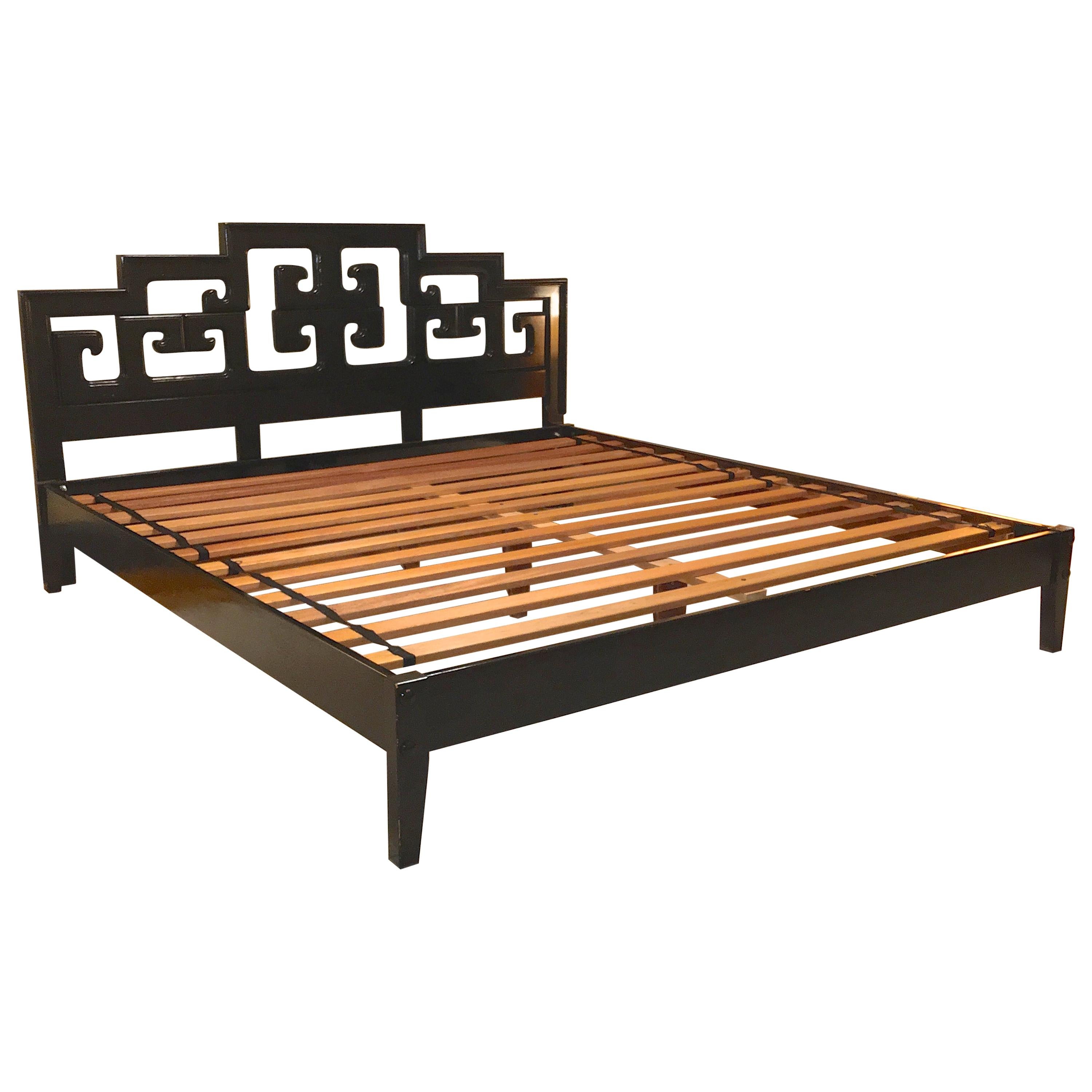 Hollywood Regency King-Size Platform Bed and Headboard by Century