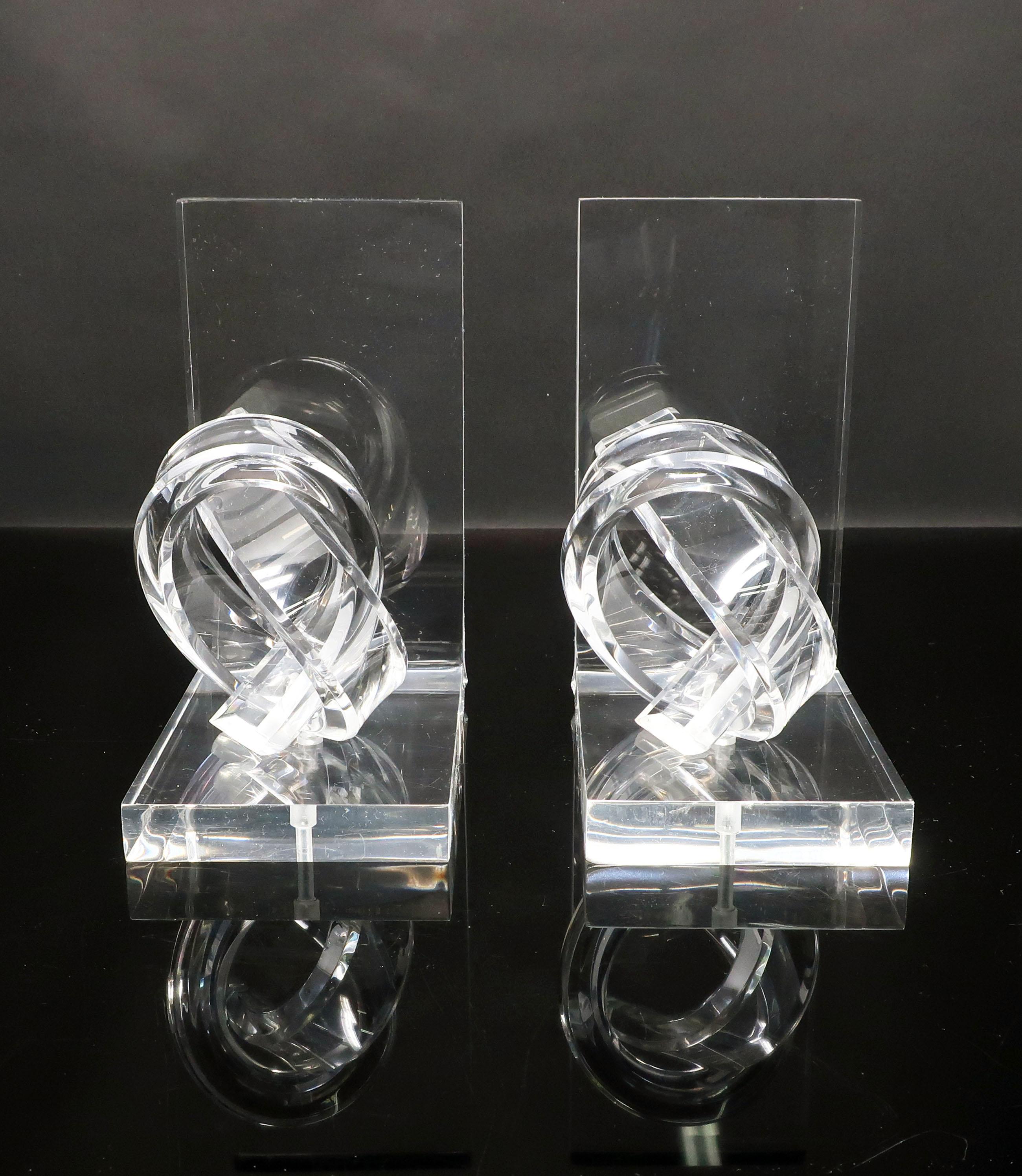 20th Century Hollywood Regency Knotted Lucite Bookends