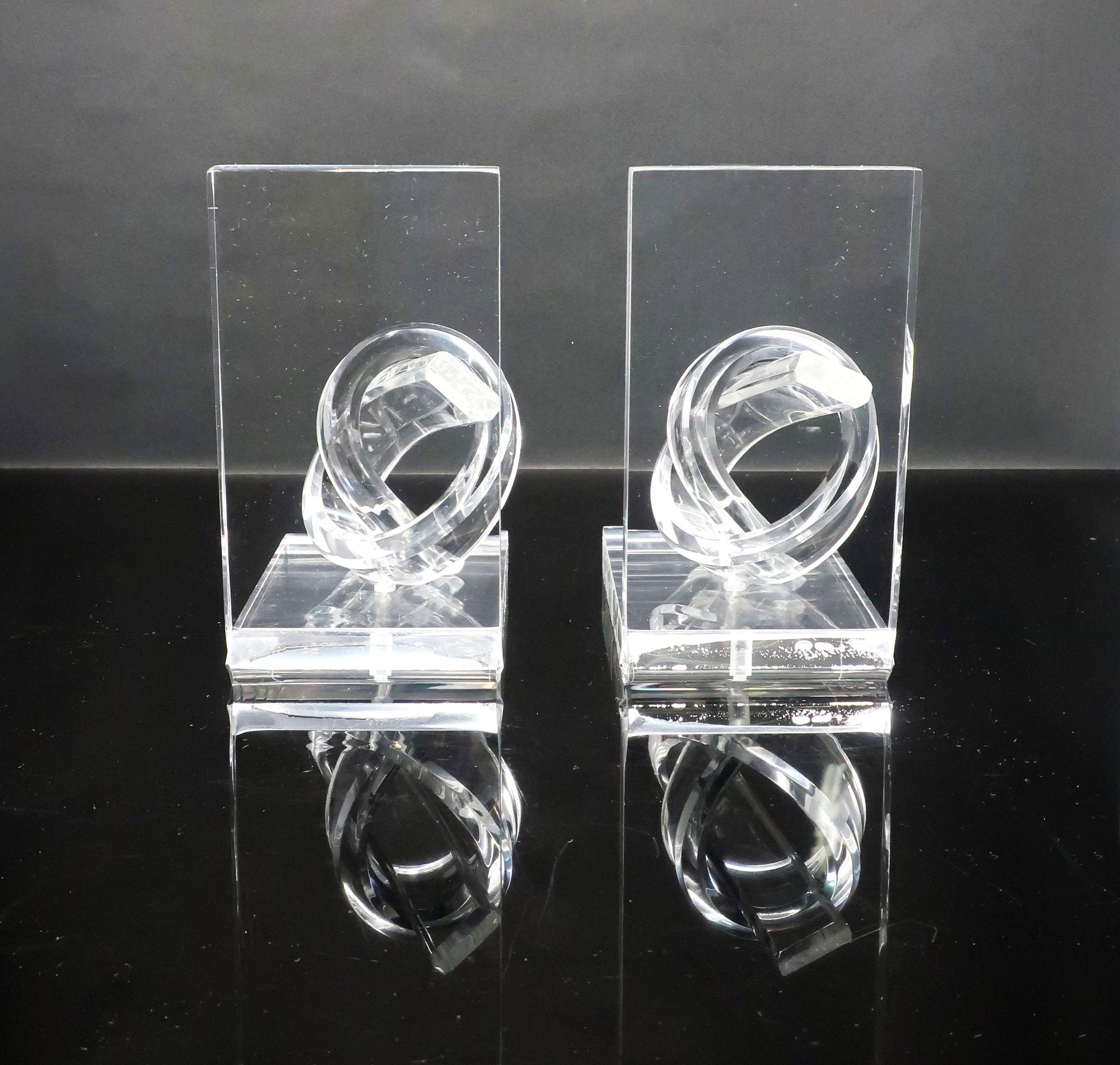 Hollywood Regency Knotted Lucite Bookends 1