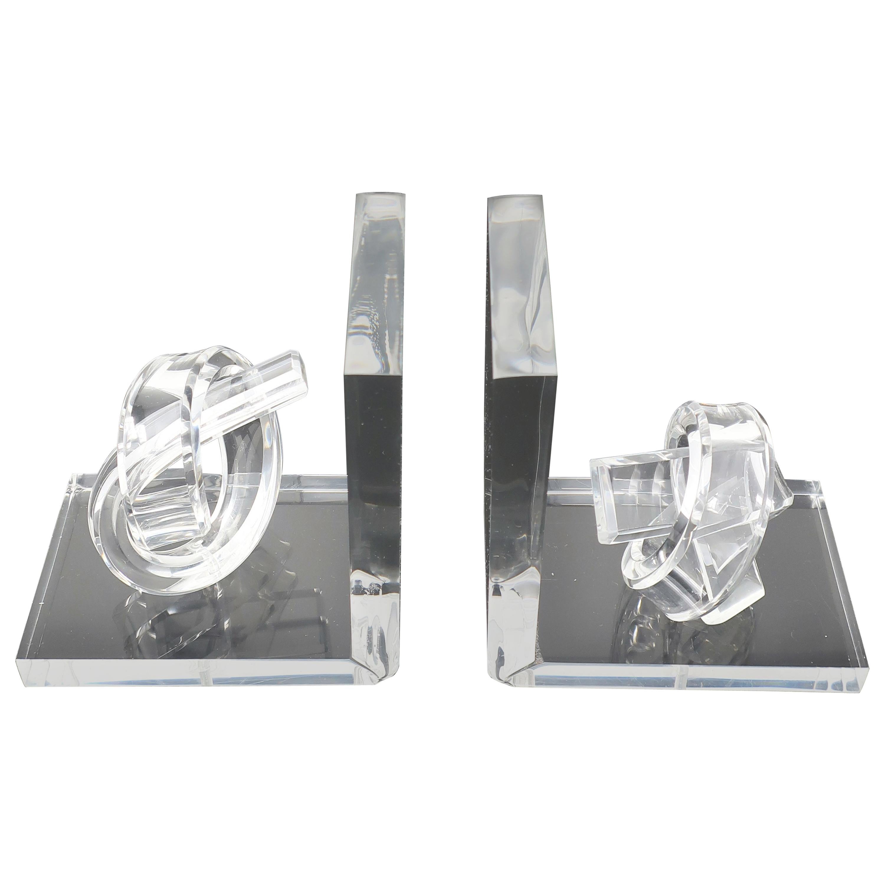 Hollywood Regency Knotted Lucite Bookends