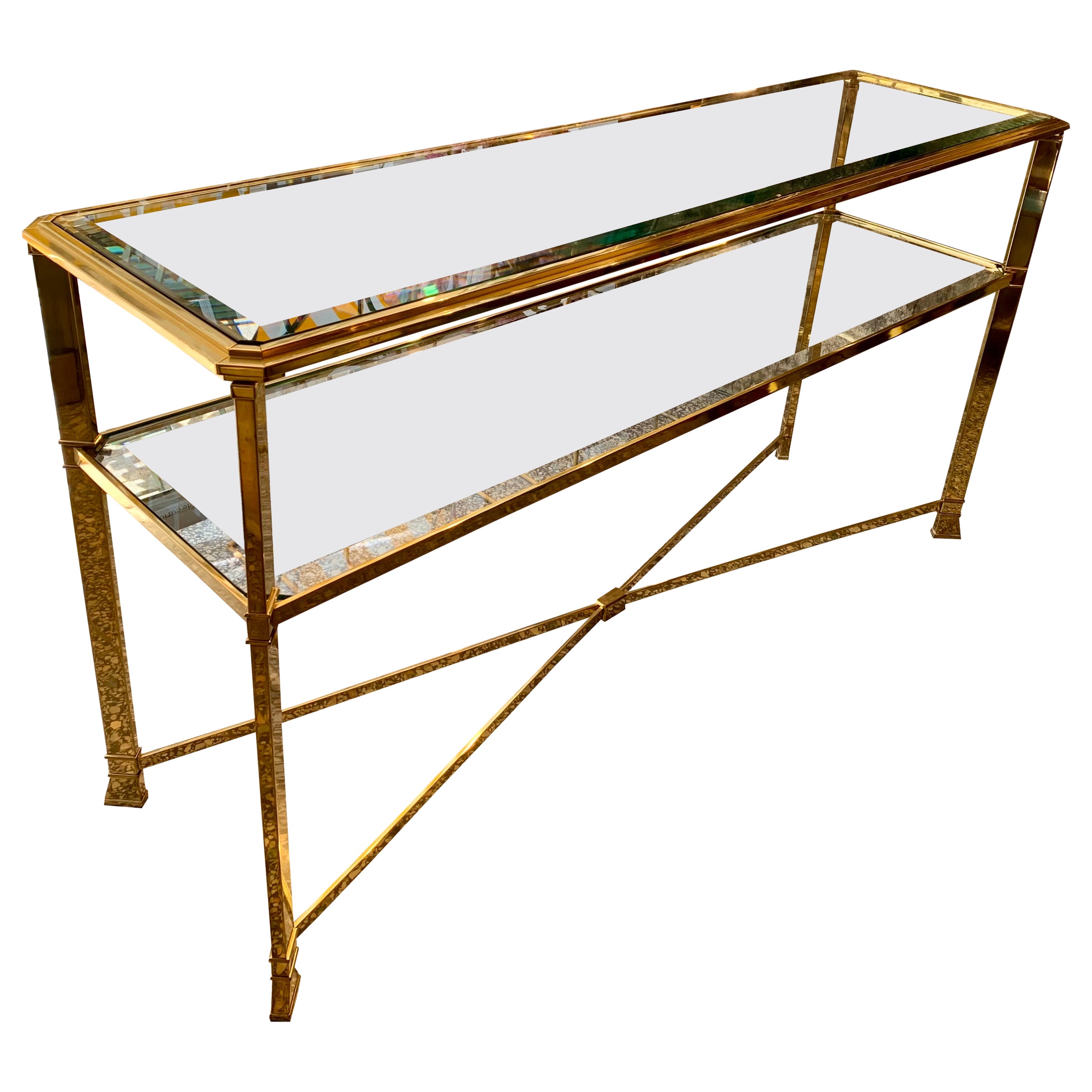 Hollywood Regency - La Barge Style Brass Console