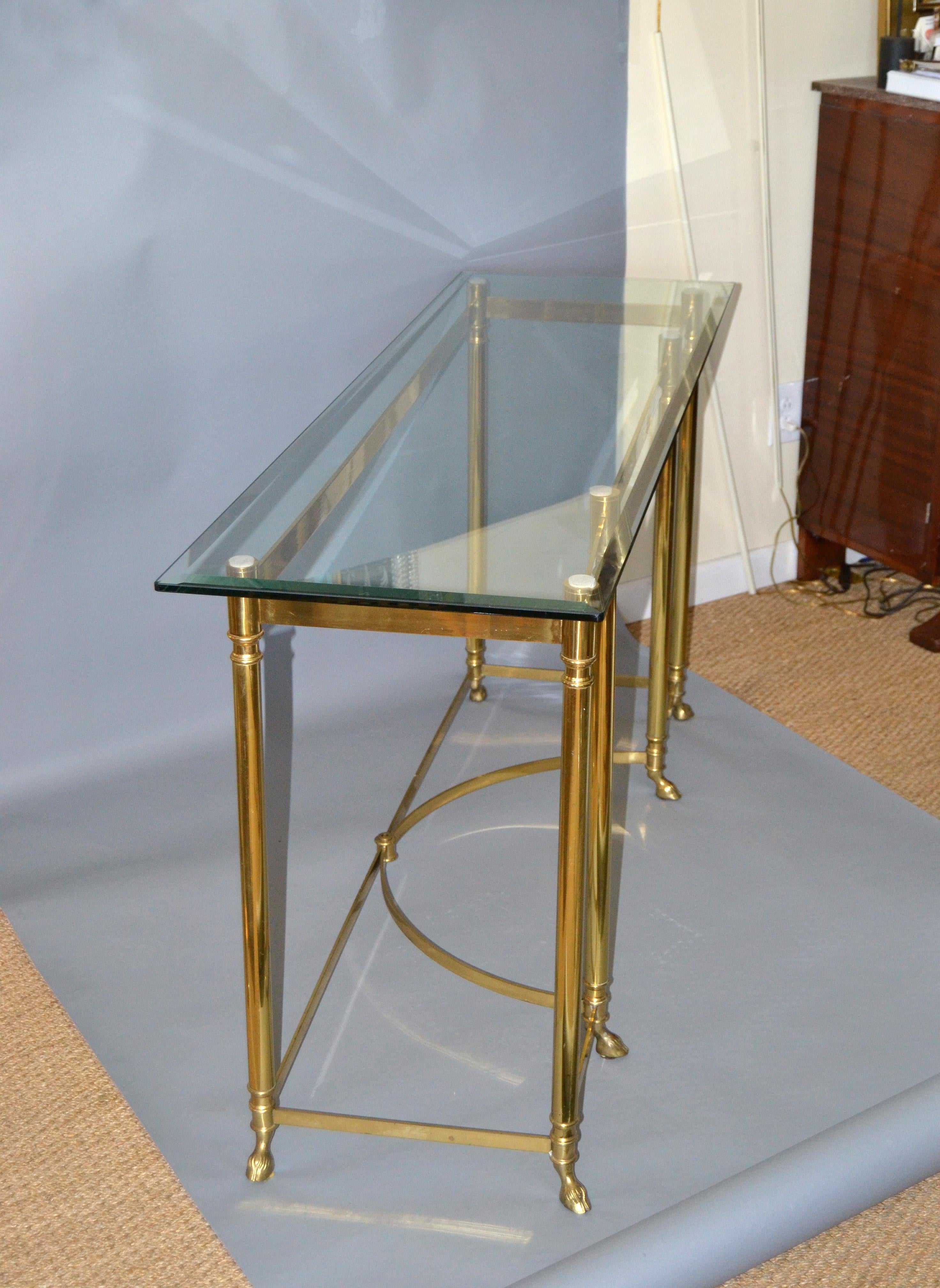 brass and glass console table