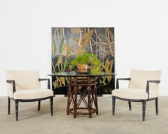 Hollywood Regency Lacquered Coromandel Screen with Banana Leaves