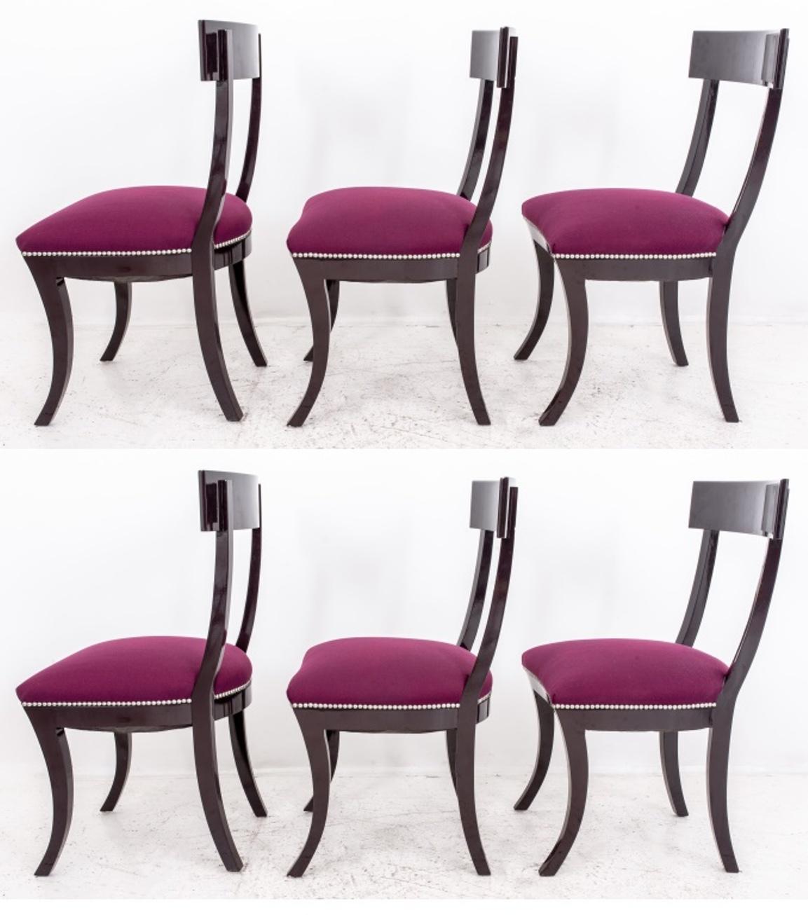 Neoclassical Hollywood Regency Lacquered Dining Chairs, Set of 6