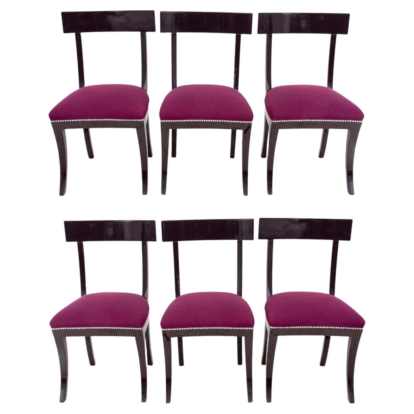 Hollywood Regency Lacquered Dining Chairs, Set of 6