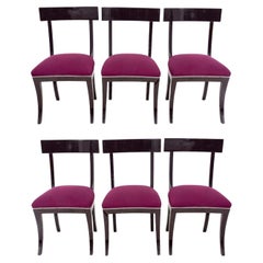 Vintage Hollywood Regency Lacquered Dining Chairs, Set of 6
