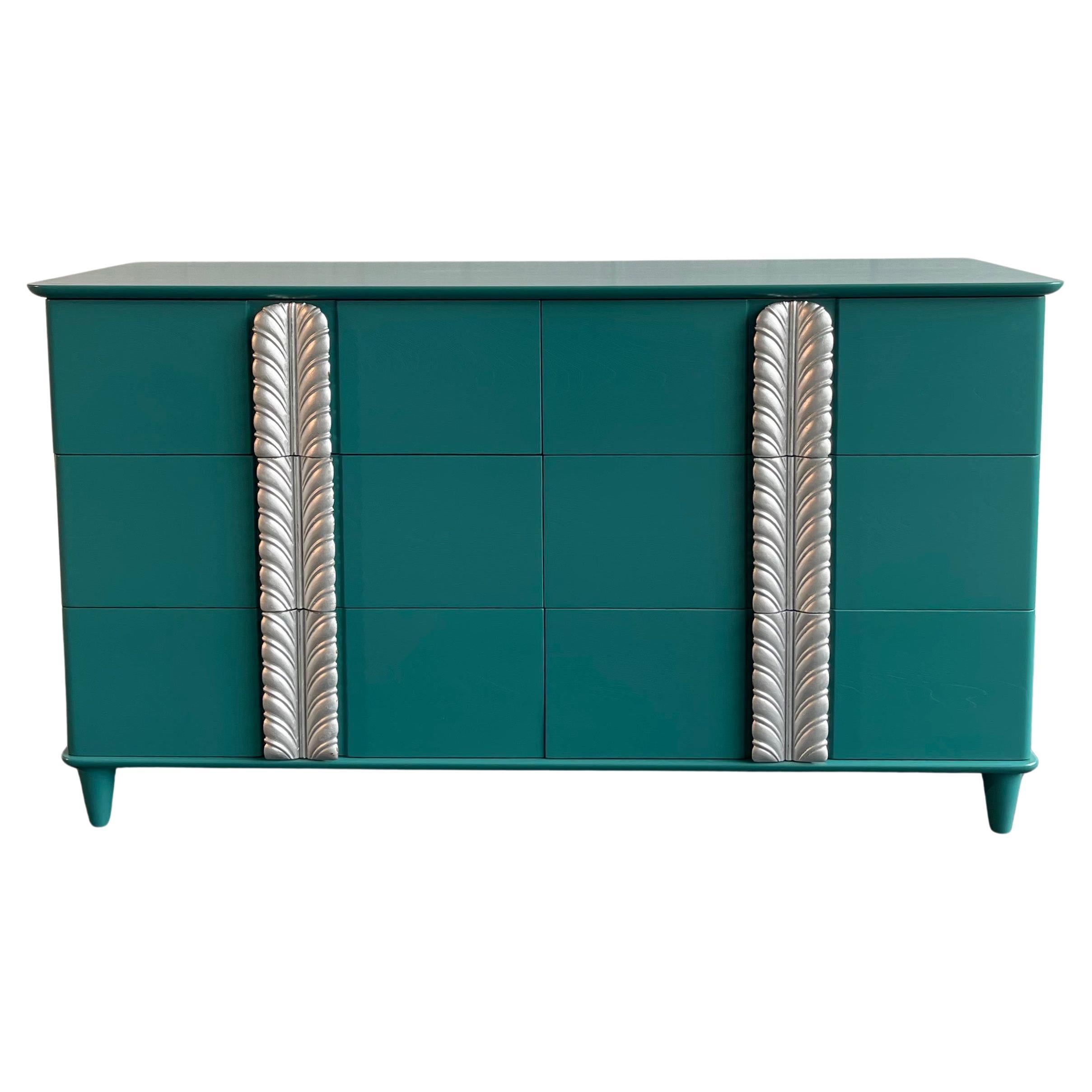 Hollywood Regency Lacquered Mahogany Double Dresser By John Stuart
