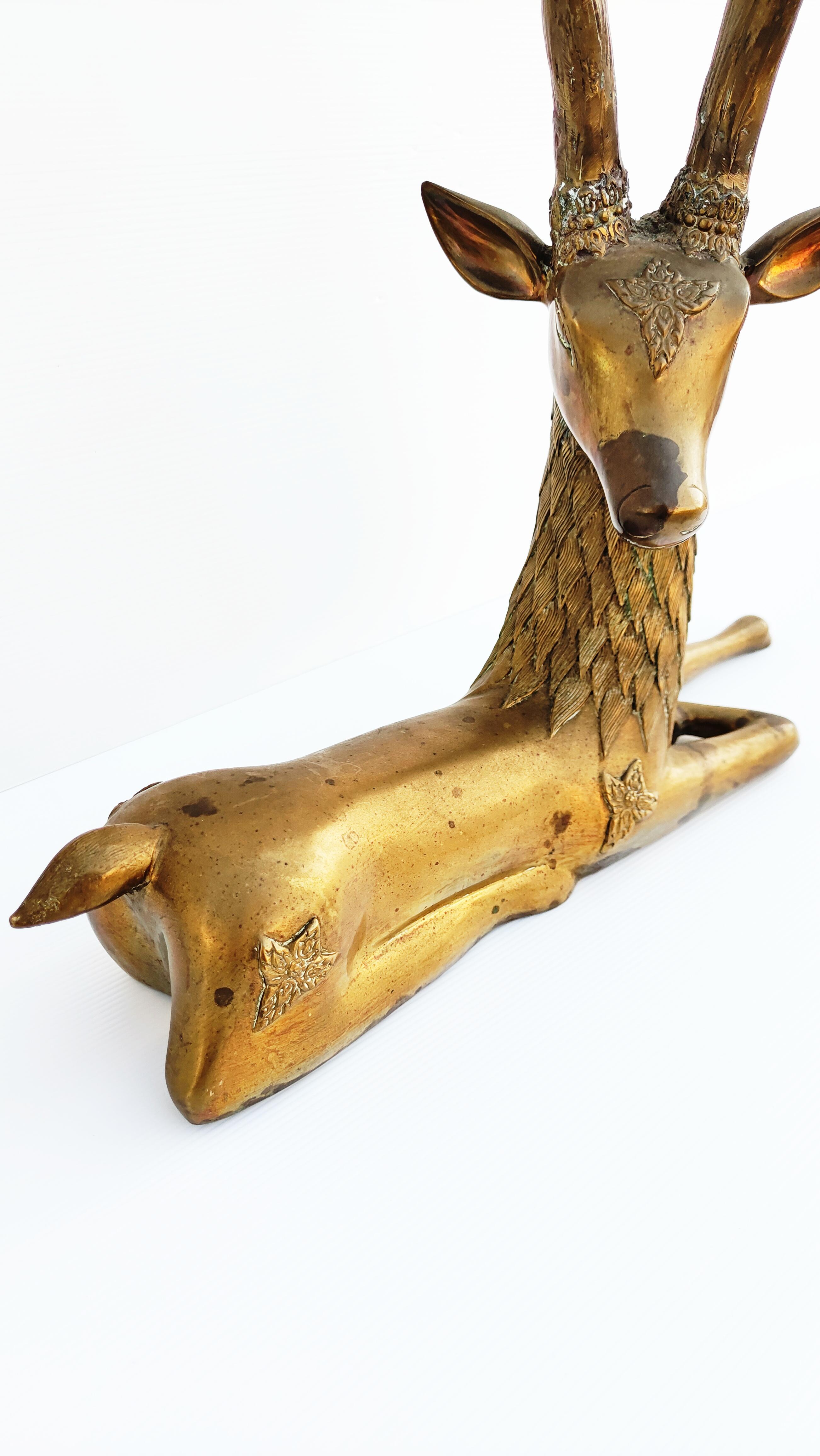 Hollywood Regency Large Brass Deer by Sarreid, Spain 1970s For Sale 2
