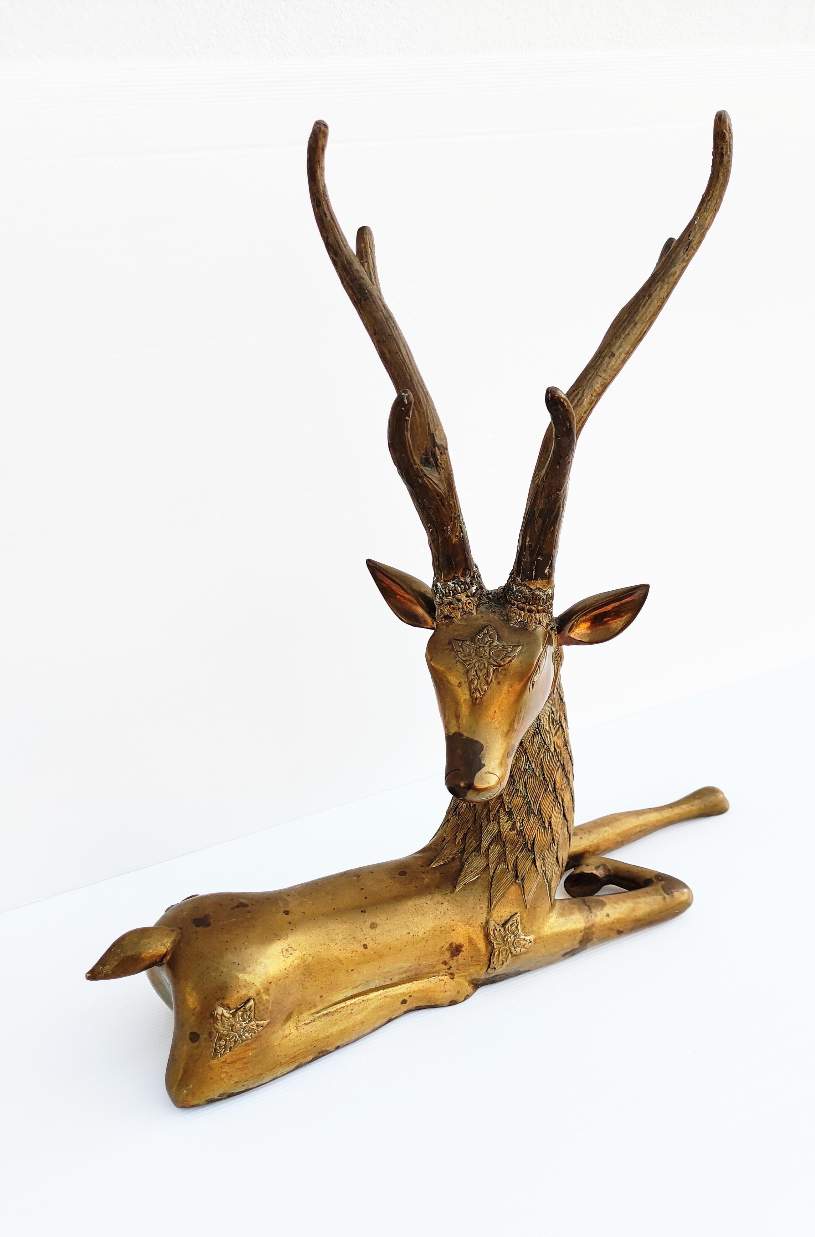 Hollywood Regency Large Brass Deer by Sarreid, Spain 1970s For Sale 3