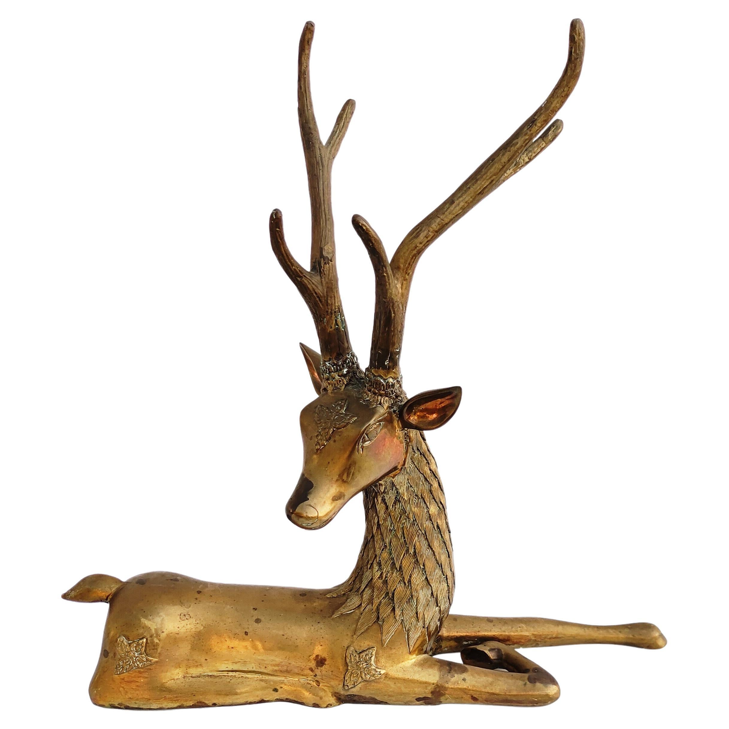 Hollywood Regency Large Brass Deer by Sarreid, Spain 1970s For Sale