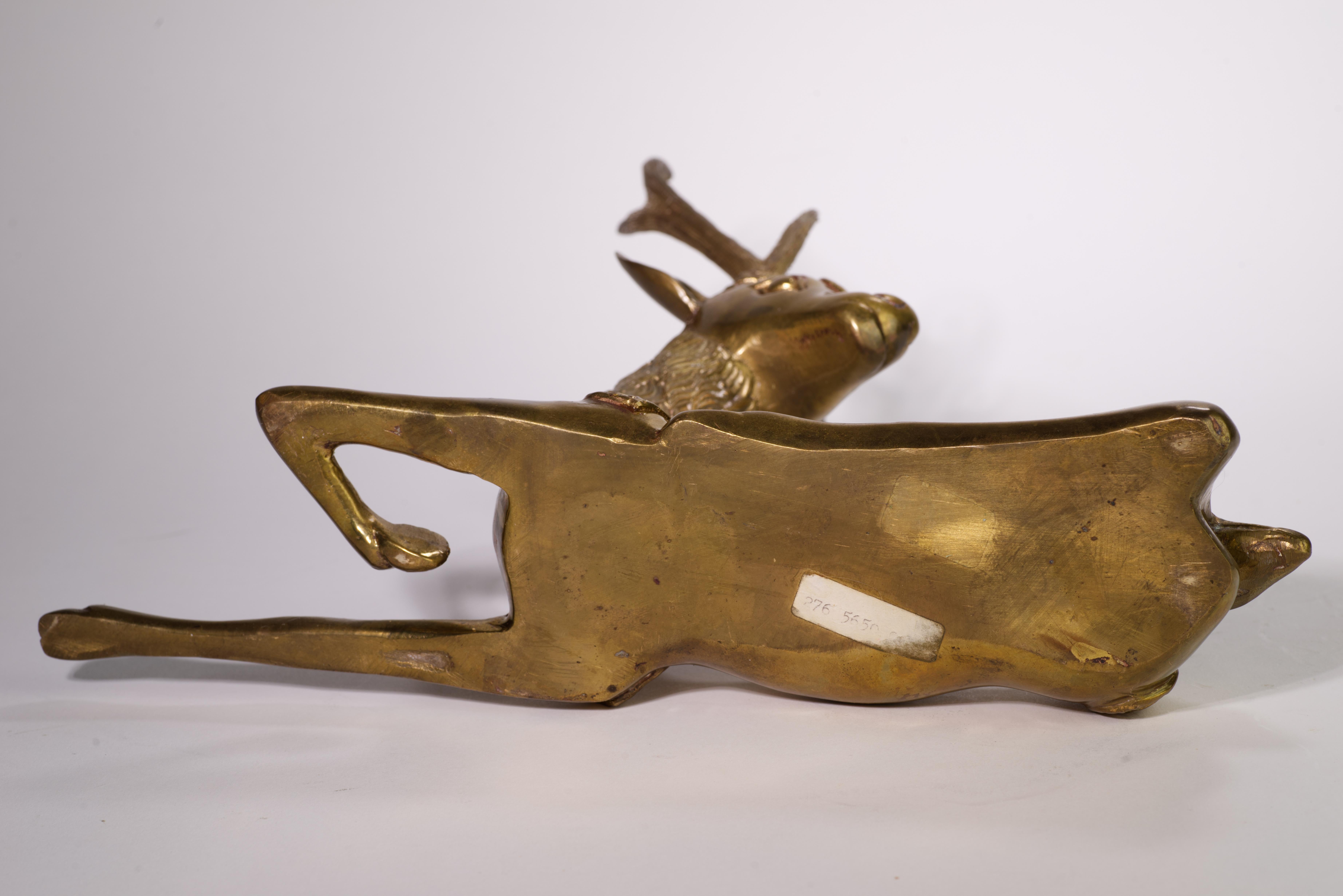 Hollywood Regency Large Brass Deer in Style of Sarreid 2