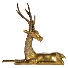 Hollywood Regency Large Brass Deer in Style of Sarreid
