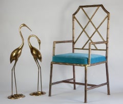 Hollywood Regency Large Brass Egret or Crane Floor Sculptures