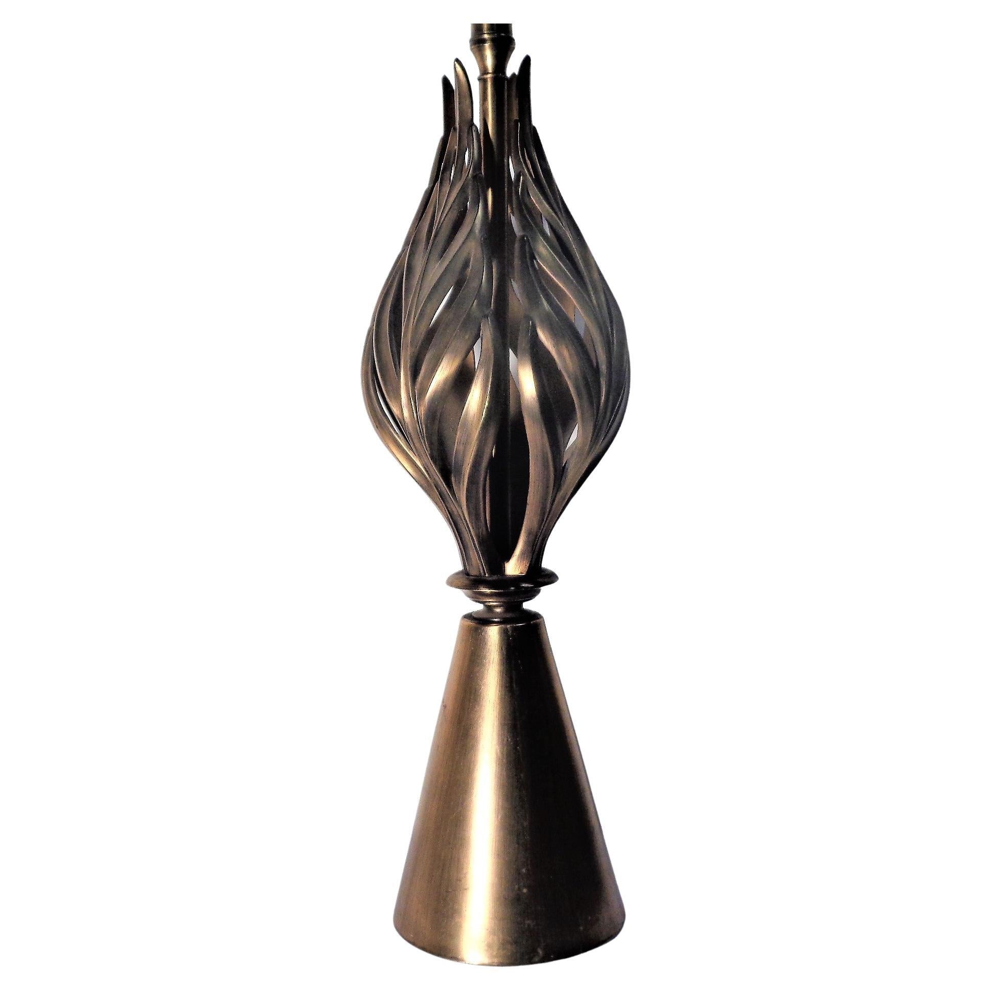 American Hollywood Regency Brass Laurel Leaf Lamp For Sale