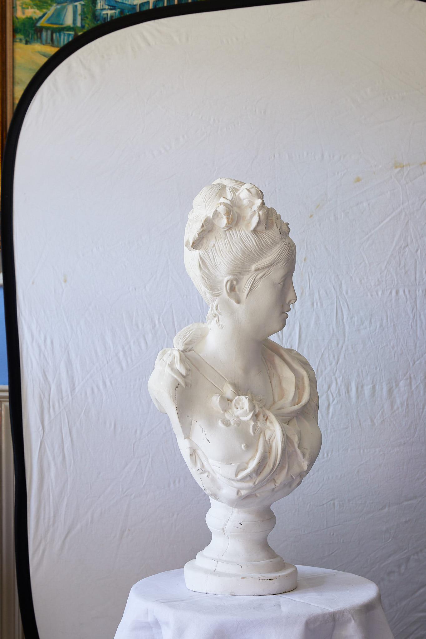 Hollywood Regency Large Plaster Bust In Good Condition In Atlanta, GA